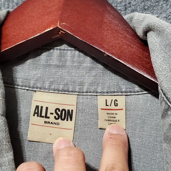 All-Son Chore Jacket Mens L Grey Military Barn Utility Pockets Y2K Grunge - Picture 4 of 16